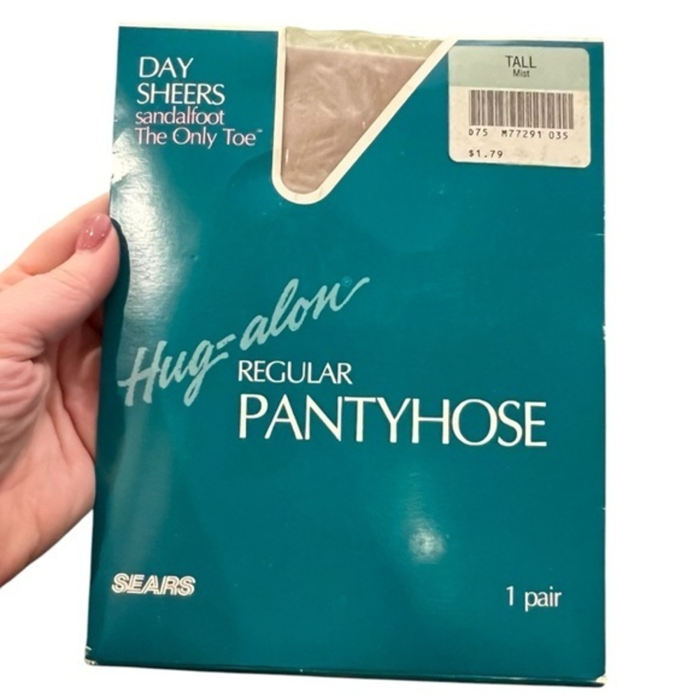 Sears Day Sheers Hug Alon Pantyhose Sandalfoot Vintage Tall Mist USA Made NIP‎